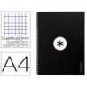 CUADERNO ESPIRAL LIDERPAPEL A4 MICRO ANTARTIK TAPA FORRADA 80H 90 GR CUADRO 5MM 1 BANDA 4 TALADROS NEGRO
