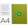 CUADERNO ESPIRAL LIDERPAPEL A4 MICRO ANTARTIK TAPA FORRADA 80H 90 GR CUADRO 5MM 1 BANDA 4 TALADROS VERDE