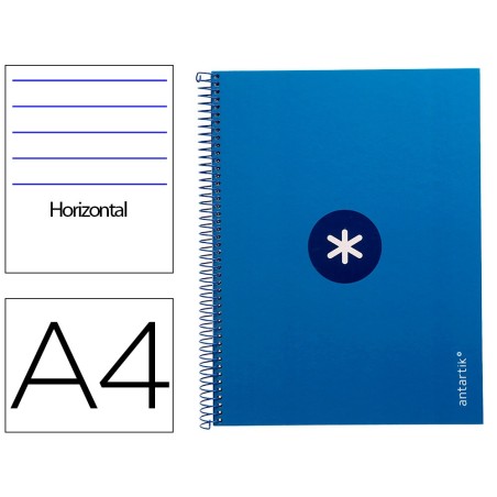 CUADERNO ESPIRAL LIDERPAPEL A4 MICRO ANTARTIK TAPA FORRADA80H 90 GR HORIZONTAL 1 BANDA 4 TALADROS COLOR AZUL OSCURO