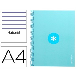 CUADERNO ESPIRAL LIDERPAPEL A4 MICRO ANTARTIK TAPA FORRADA80H 90 GR HORIZONTAL 1 BANDA 4 TALADROS COLOR CELESTE