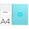 CUADERNO ESPIRAL LIDERPAPEL A4 MICRO ANTARTIK TAPA FORRADA80H 90 GR HORIZONTAL 1 BANDA 4 TALADROS COLOR CELESTE