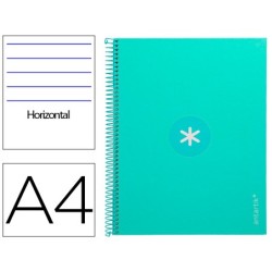 CUADERNO ESPIRAL LIDERPAPEL A4 MICRO ANTARTIK TAPA FORRADA80H 90 GR HORIZONTAL 1 BANDA 4 TALADROS COLOR MENTA