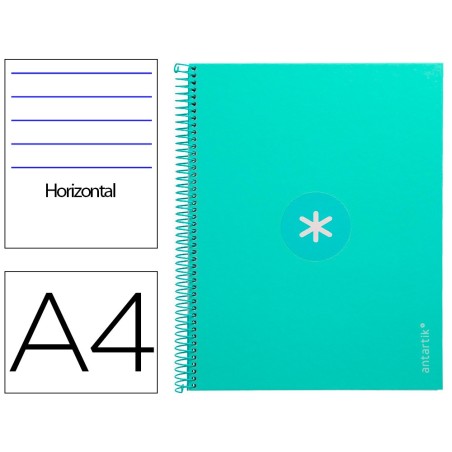 CUADERNO ESPIRAL LIDERPAPEL A4 MICRO ANTARTIK TAPA FORRADA80H 90 GR HORIZONTAL 1 BANDA 4 TALADROS COLOR MENTA