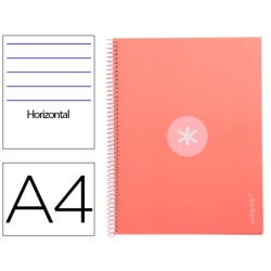 CUADERNO ESPIRAL LIDERPAPEL A4 MICRO ANTARTIK TAPA FORRADA80H 90 GR HORIZONTAL 1 BANDA 4 TALADROS COLOR ROSA CLARO