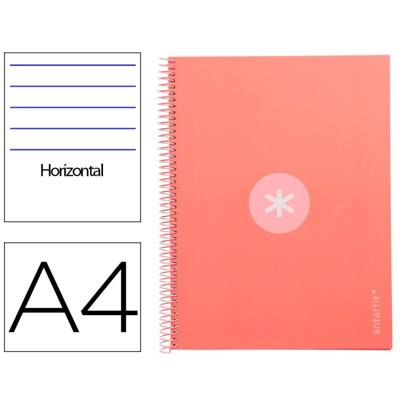 CUADERNO ESPIRAL LIDERPAPEL A4 MICRO ANTARTIK TAPA FORRADA80H 90 GR HORIZONTAL 1 BANDA 4 TALADROS COLOR ROSA CLARO