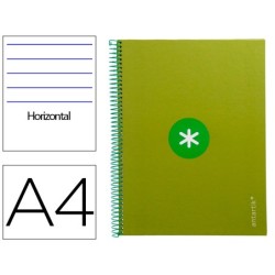 CUADERNO ESPIRAL LIDERPAPEL A4 MICRO ANTARTIK TAPA FORRADA80H 90 GR HORIZONTAL 1 BANDA 4 TALADROS COLOR VERDE