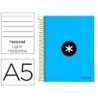 CUADERNO ESPIRAL LIDERPAPEL A5 MICRO ANTARTIK TAPA FORRADA 120H 100 GR HORIZONTAL 5 BANDAS 6 TALADROS COLOR AZUL