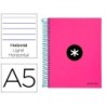 CUADERNO ESPIRAL LIDERPAPEL A5 MICRO ANTARTIK TAPA FORRADA 120H 100 GR HORIZONTAL 5 BANDAS 6 TALADROS COLOR ROSA