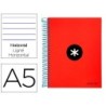 CUADERNO ESPIRAL LIDERPAPEL A5 MICRO ANTARTIK TAPA FORRADA 120H 100 GR HORIZONTAL 5 BANDAS 6 TALADROS COLOR ROJO.