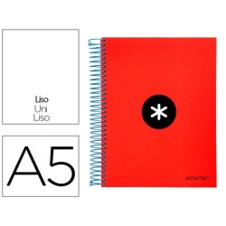 CUADERNO ESPIRAL LIDERPAPEL A5 MICRO ANTARTIK TAPA FORRADA 120H 100G LISO CON BANDAS 6 TALADROS COLOR ROJO