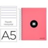 CUADERNO ESPIRAL LIDERPAPEL A5 MICRO ANTARTIK TAPA FORRADA120H 100 GR HORIZONTAL 5 BANDA6 TALADROS COLOR CORAL