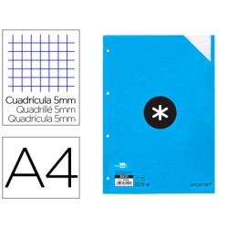 RECAMBIO LIDERPAPEL A4 100 HOJAS 100G/M2 CUADRO 5 MM 4 TALADROS BANDAS DE 5 COLORES ANTARTIK