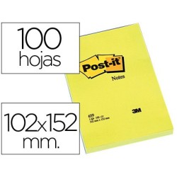 BLOC DE NOTAS ADHESIVAS QUITA Y PON POST-IT 102X152 MM CON 100 HOJAS 659 (PACK INDIVISIBLE DE 6 UNIDADES)
