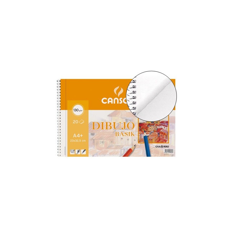 BLOC DIBUJO BASIK DIN A4+ ESPIRAL 23 X 32.5 CM -20 HOJAS MICROPERFORADO -2 TALADROS