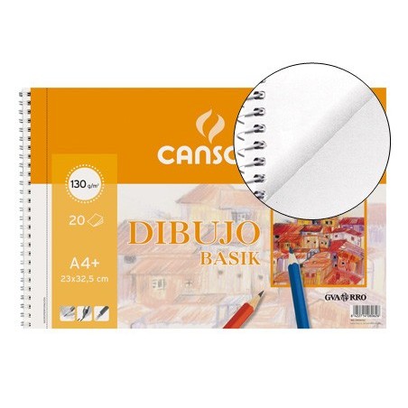 BLOC DIBUJO BASIK DIN A4+ ESPIRAL 23 X 32.5 CM -20 HOJAS MICROPERFORADO -2 TALADROS