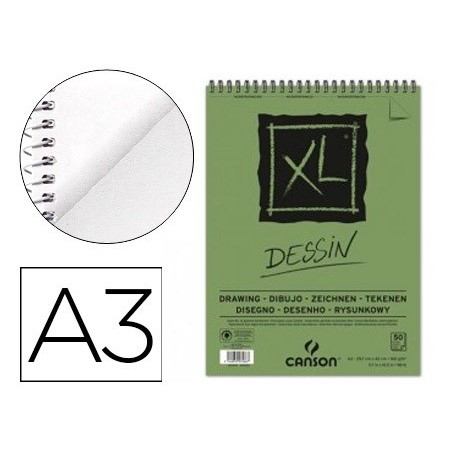 BLOC DIBUJO CANSON XL DESSIN DIN A3 LISO MICROPERFORADO ESPIRAL 29,7X42 CM 50 HOJAS 160 GR