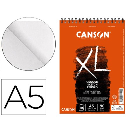 BLOC DIBUJO CROQUIS DIN A5 MICROPERFORADO 14,8X21 CM 60 HOJAS GRANO FINO 90 GR