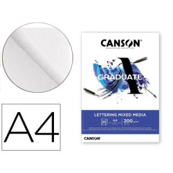 BLOC DIBUJO MULTITECNICAS CANSON GRADUATE LETTERING MIXED MEDIA 210X297 MM CM 20 HOJAS 200 GR