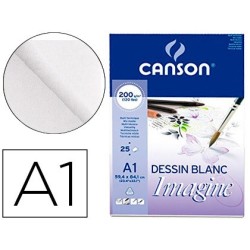 BLOC DIBUJO MULTITECNICAS CANSON IMAGINE DIN A1 ENCOLADO LISO 59,4X84,1 CM 25 HOJAS 200 GR