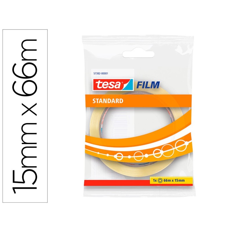 CINTA ADHESIVA TESA STANDARD 66 MT X 15 MM