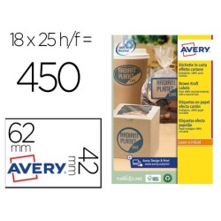 ETIQUETA ADHESIVA AVERY KRAFT EFECTO CARTON RECTANGULAR 62X42 MM REMOVIBLE PARA LASER INK-JET
