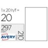 ETIQUETA ADHESIVA AVERY POLIESTER BLANCA 210 X 297 MM LASER PACK DE 20 UNIDADES