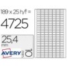 ETIQUETA ADHESIVA AVERY TAMAÑO 25,4X10 MM REMOVIBLE PAQUETE DE 25 HOJAS ESPECIAL CODIGOS DE BARRAS