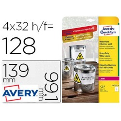 ETIQUETA ADHESIVA AVERY POLIESTER BLANCO 99,1X139 MM PARA IMPRESORA LASER PACK DE 32 UNIDADES