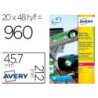 ETIQUETA ADHESIVA AVERY POLIESTER BLANCO PARA IMPRESORA LASER 45,7X21,2 MM CAJA DE 960 UNIDADES