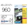ETIQUETA ADHESIVA AVERY POLIESTER PLATA 45,7 X 21,2 MM LASER PACK DE 960 UNIDADES