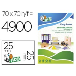 ETIQUETA ADHESIVA TICO NARANJA FLUOR PERMANENTE FSC LASER/ INKJET/FOTOCOPIA REDONDA 25 MM CAJA DE 4900 UNIDADES