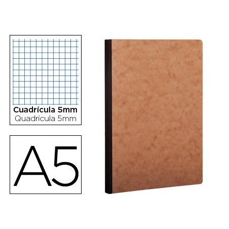 LIBRETA AGE-BAG TAPA CARTULINA LOMO COSIDO CUADRO 5 MM 96 HOJAS COLOR HAVANA 148X210 MM
