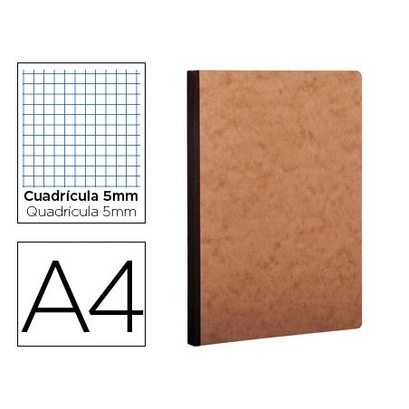 LIBRETA AGE-BAG TAPA CARTULINA LOMO COSIDO CUADRO 5 MM 96 HOJAS COLOR HAVANA 210X297 MM
