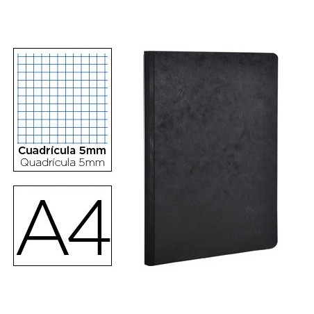 LIBRETA AGE-BAG TAPA CARTULINA LOMO COSIDO CUADRO 5 MM 96 HOJAS COLOR NEGRO 210X297 MM