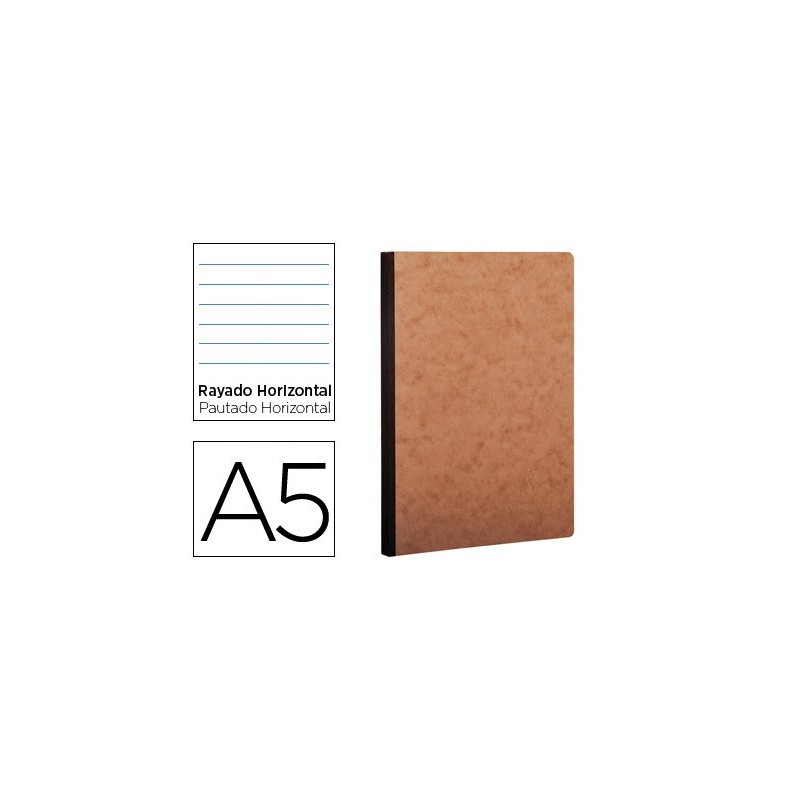 LIBRETA AGE-BAG TAPA CARTULINA LOMO COSIDO RAYADO HORIZONTAL 96 HOJAS COLOR HAVANA 148X210 MM