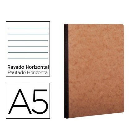 LIBRETA AGE-BAG TAPA CARTULINA LOMO COSIDO RAYADO HORIZONTAL 96 HOJAS COLOR HAVANA 148X210 MM