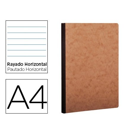 LIBRETA AGE-BAG TAPA CARTULINA LOMO COSIDO RAYADO HORIZONTAL 96 HOJAS COLOR HAVANA 210X297 MM