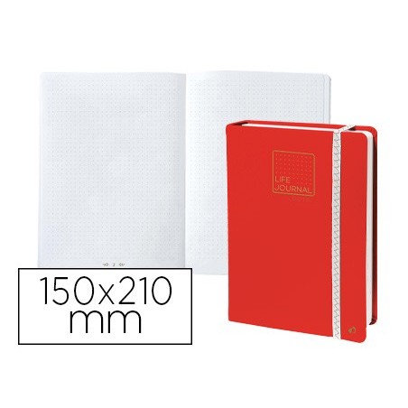 LIBRETA QUO VADIS LIFE JOURNAL INFINITE DOTS PUNTOS 15X21 CM 224 HOJAS TAPA SIMILPIEL ROJO