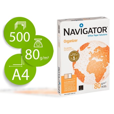 PAPEL FOTOCOPIADORA NAVIGATOR DIN A4 80 GRAMOS 2 TALADROS PAPEL MULTIUSO INK-JET Y LASER PAQUETE DE 500 HOJAS