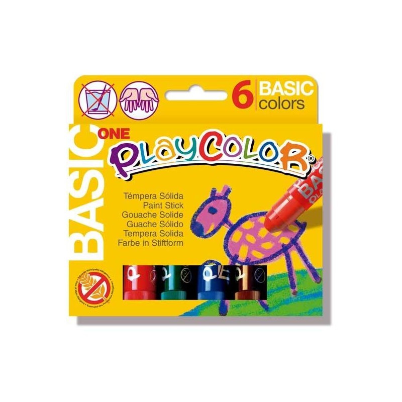 Témpera sólida Playcolor One - Colores surtidos - Estuche 6 ud