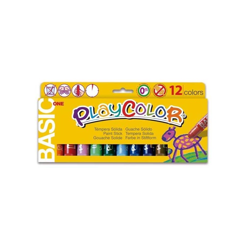 Témpera sólida Playcolor One - Colores surtidos - Estuche 12 ud