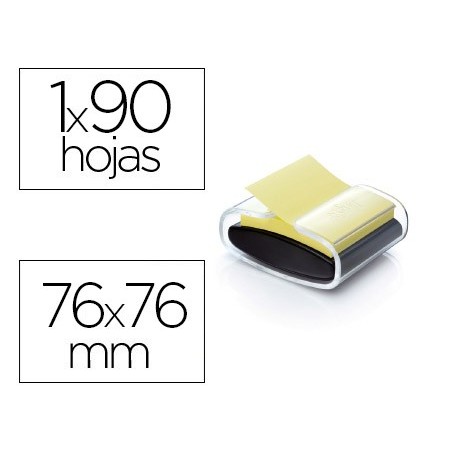 SOPORTE BLOC DE NOTAS ADHESIVAS QUITA Y PON POST-IT SUPER STICKY Z NOTES COLOR NEGRO CON 1 BLOC 76X76 MM