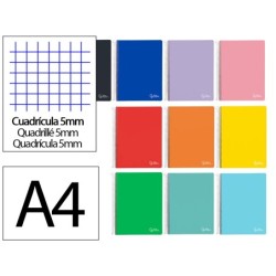 CUADERNO ESPIRAL LIDERPAPEL A4 MICRO WITTY TAPA DURA 140H 75GR CUADRO 5MM 5 BANDAS 4 TALADROS COLORES SURTIDOS
