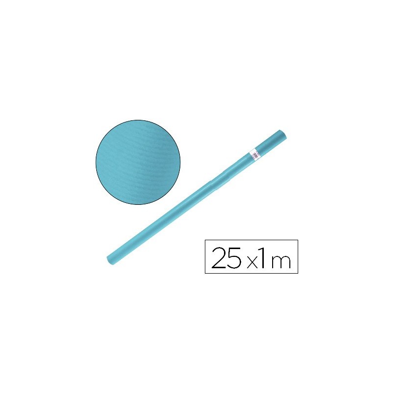 PAPEL KRAFT LIDERPAPEL AZUL TURQUESA ROLLO 25X1 MT