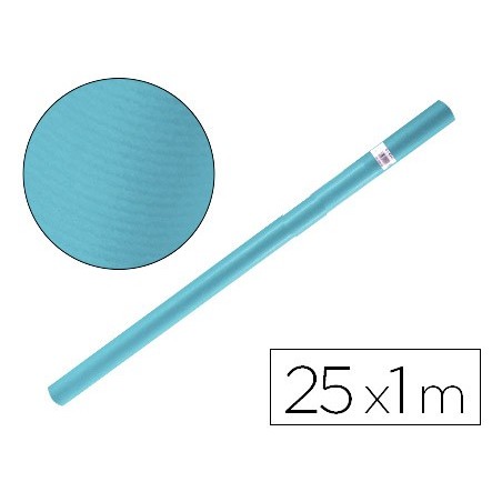 PAPEL KRAFT LIDERPAPEL AZUL TURQUESA ROLLO 25X1 MT