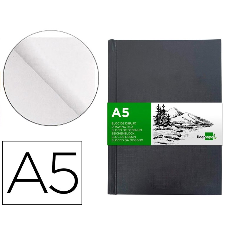 BLOC DIBUJO LIDERPAPEL ESBOZOS ENCUADERNADO DIN A5 210X148 MM 100 HOJAS 100 G/M2 COLOR NEGRO