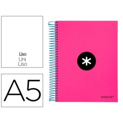 CUADERNO ESPIRAL LIDERPAPEL A5 MICRO ANTARTIK TAPA FORRADA 120H 100 GR LISO CON BANDAS 6 TALADROS COLOR ROSA FLUOR