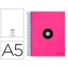 CUADERNO ESPIRAL LIDERPAPEL A5 MICRO ANTARTIK TAPA FORRADA 120H 100 GR LISO CON BANDAS 6 TALADROS COLOR ROSA FLUOR