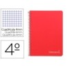 CUADERNO ESPIRAL LIDERPAPEL CUARTO WITTY TAPA DURA 80H 75GR CUADRO 4MM CON MARGEN COLOR ROJO
