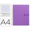 CUADERNO ESPIRAL LIDERPAPEL A4 CRAFTY TAPA FORRADA 80H 90 GR CUADRO 4MM CON MARGEN COLOR VIOLETA